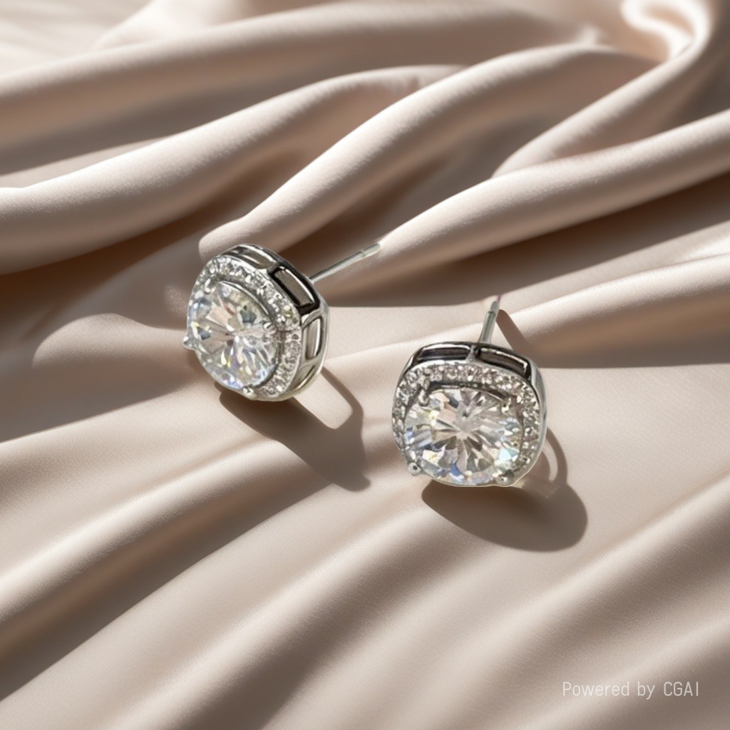 S925 sterling silver colored Zircon ear studs and needles for ear piercing and anti-allergy, a pair set Specification image