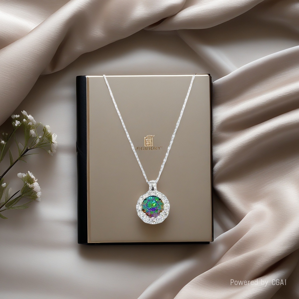 A new style of silver jewelry featuring a seven-color green Moissanite pearl necklace Specification image