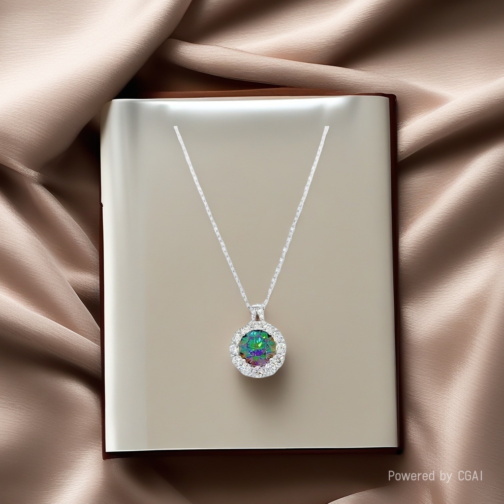 A new style of silver jewelry featuring a seven-color green Moissanite pearl necklace Application Scenario