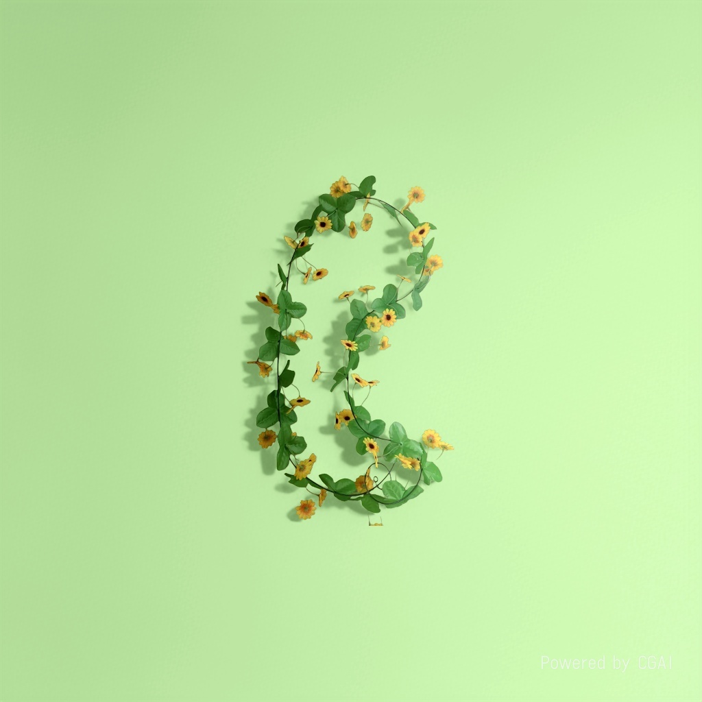 Artificial rattan flower garland with yellow flowers and green leaves, artificial flowers, plastic rattan strings, and white small moss and dead wood Application Scenario