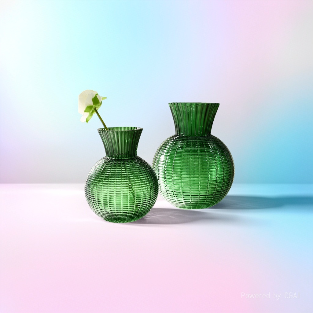 Green glass decorative vase, home decoration piece, bamboo cypress potted vase transformed into lucky bamboo three-dimensional greeting card
