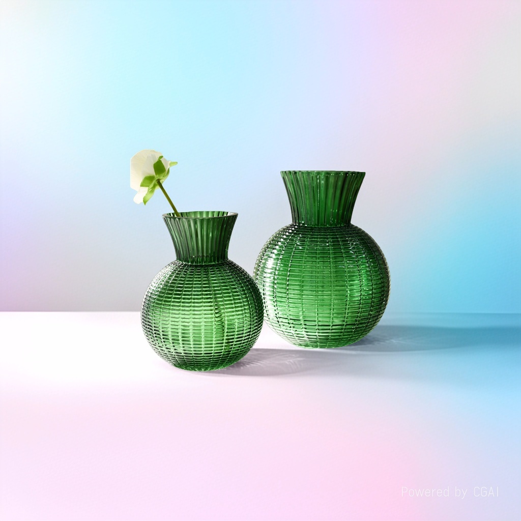 Green glass decorative vase, home decoration piece, bamboo cypress potted vase transformed into lucky bamboo three-dimensional greeting card details Picture