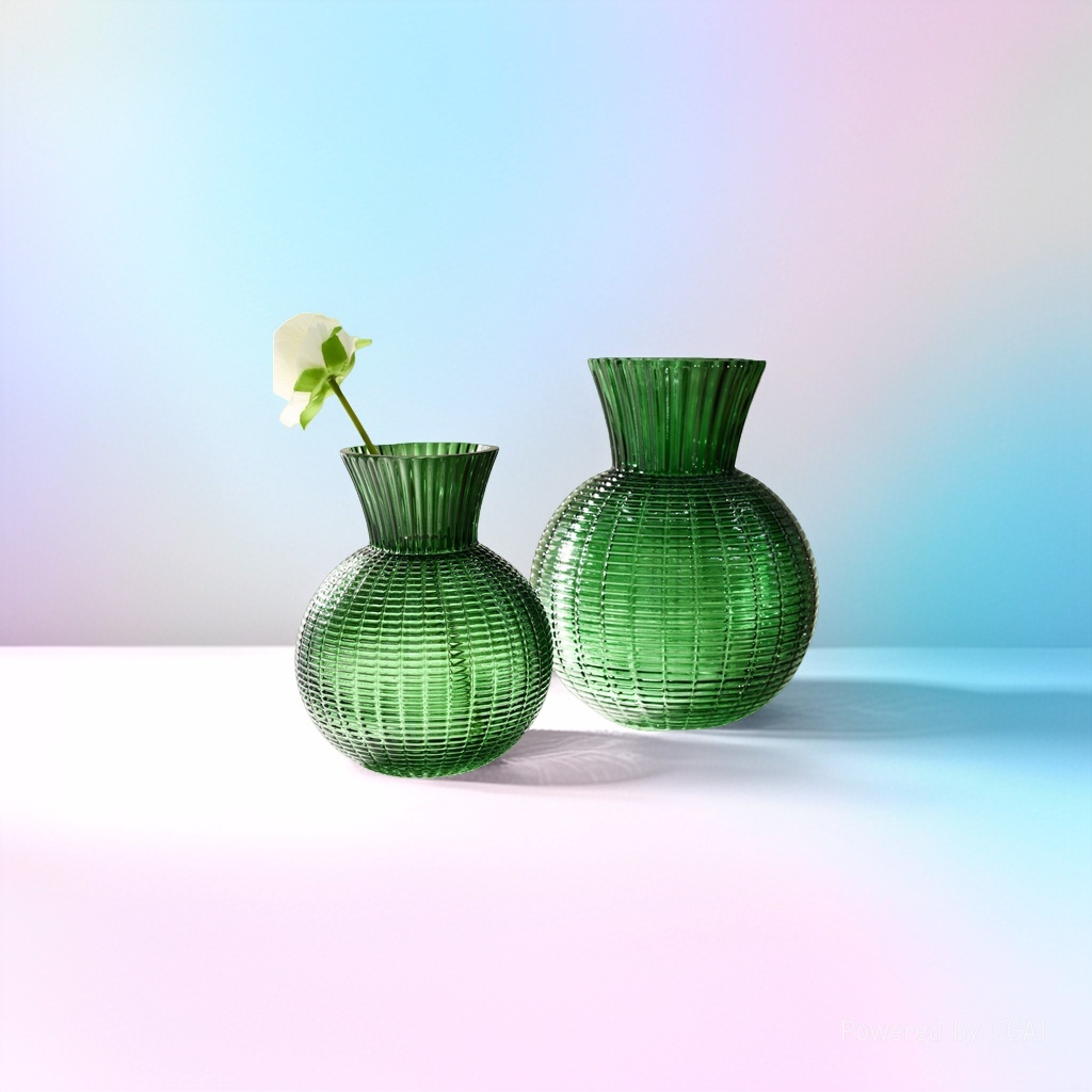 Green glass decorative vase, home decoration piece, bamboo cypress potted vase transformed into lucky bamboo three-dimensional greeting card Specification image