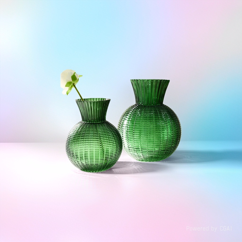 Green glass decorative vase, home decoration piece, bamboo cypress potted vase transformed into lucky bamboo three-dimensional greeting card Application Scenario