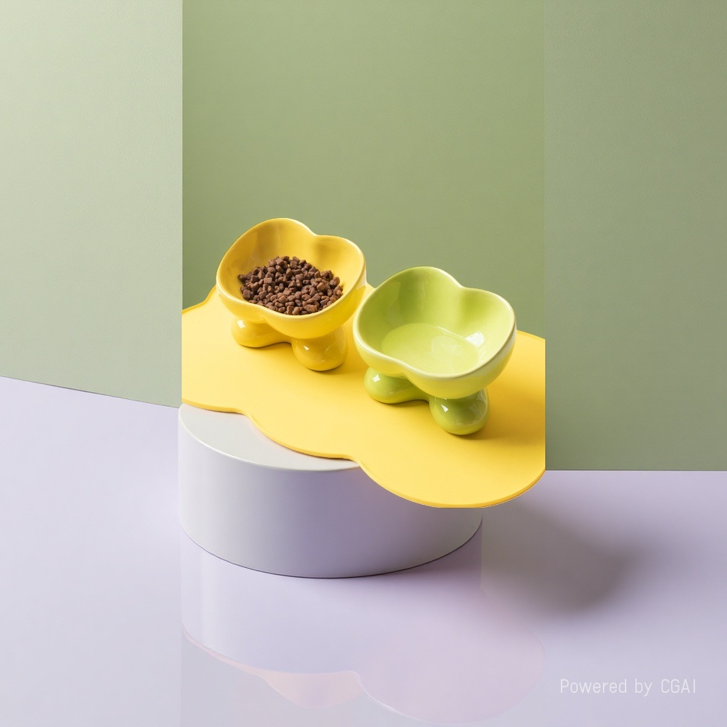 أطباق الحيوانات الأليفة الخزفية ذات الأرجل العالية لحماية الورود العنقية Specification image