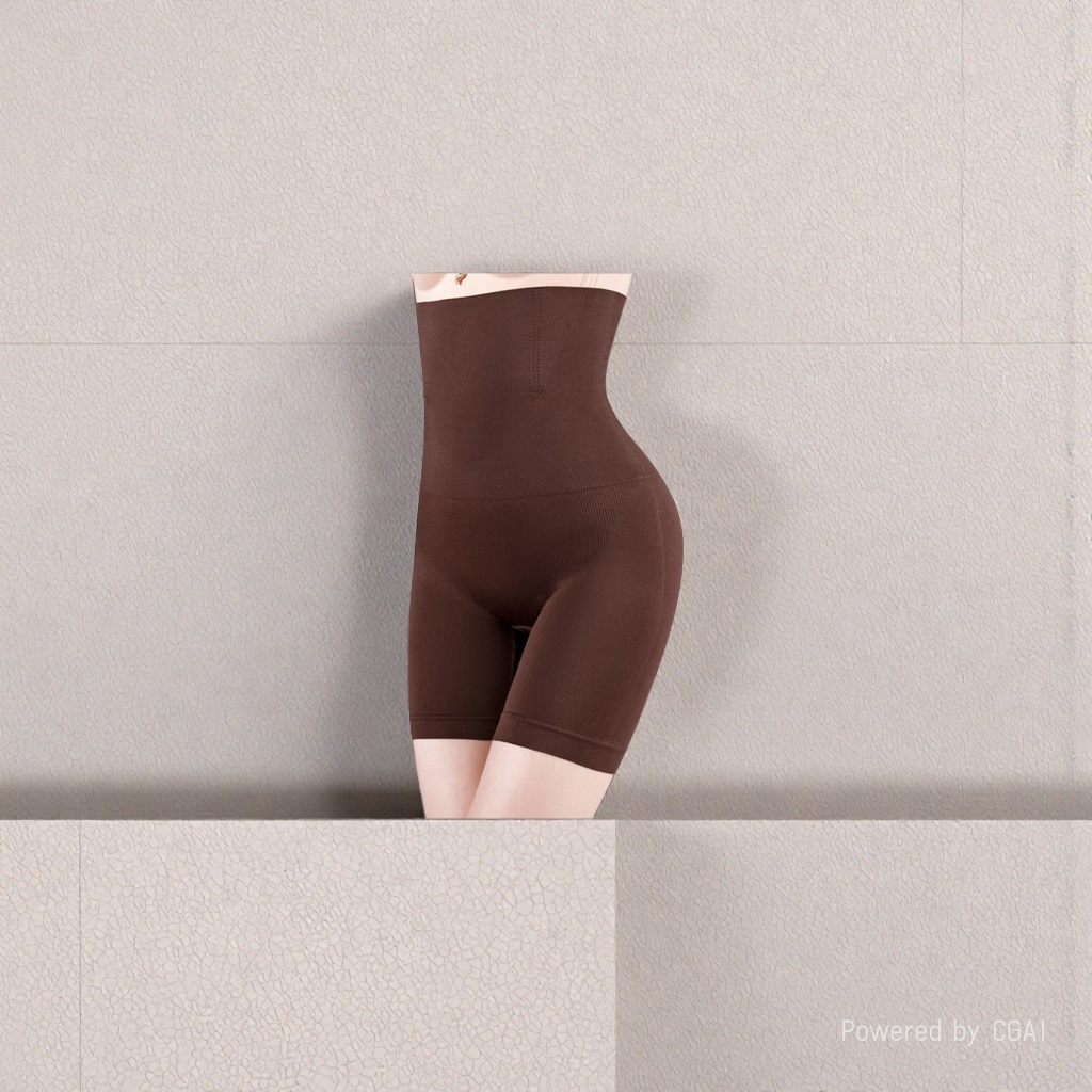 Brown high-waisted European and American style shaping pants, women's summer yoga wear, 5D peach-bottom underpants Specification image