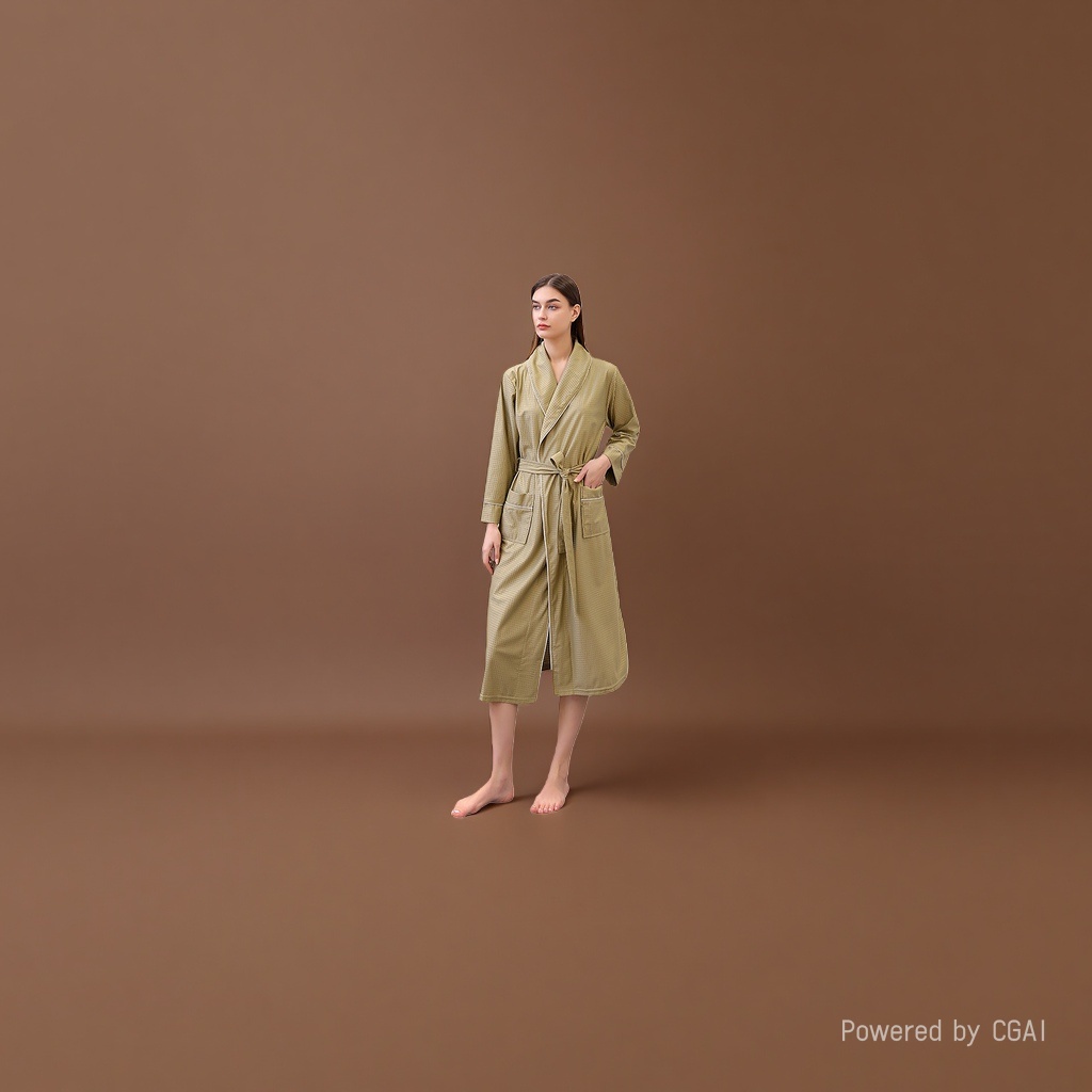 Mustard green pure cotton women's bathrobes, skirts, pajamas, milk silk, large size Application Scenario