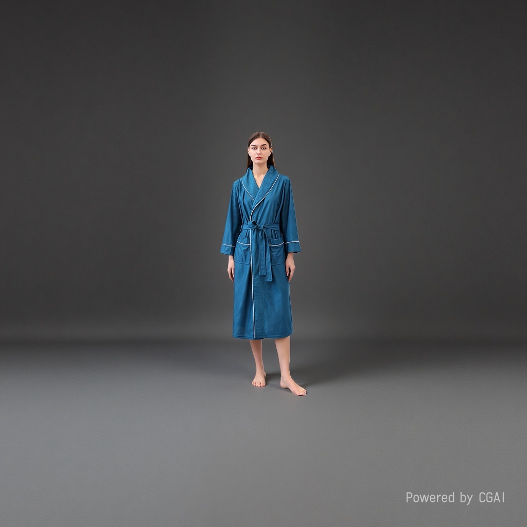 Blue and green pure cotton milk silk women's bathrobe and bathrobe skirt style large-sized bathrobe