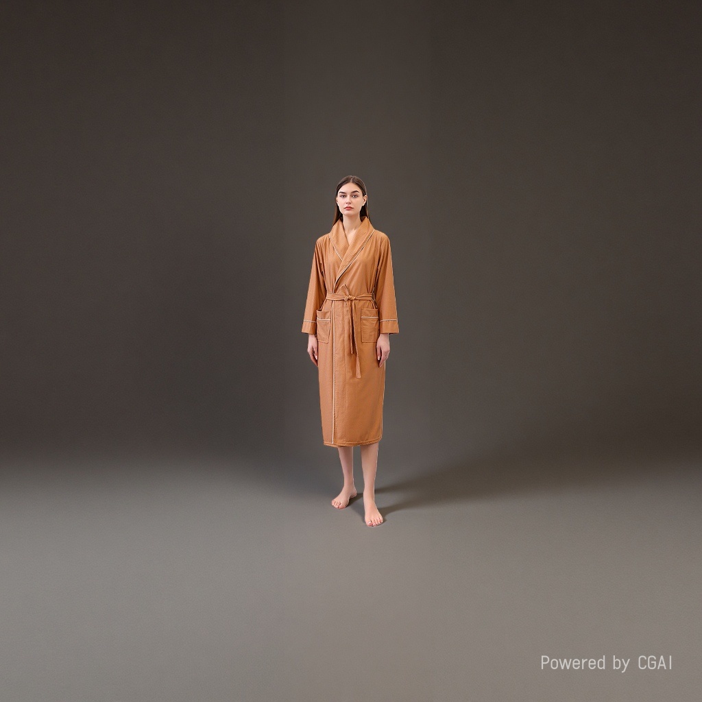 Light coffee-colored pure cotton milk silk ladies' bathrobe and bathrobe skirt