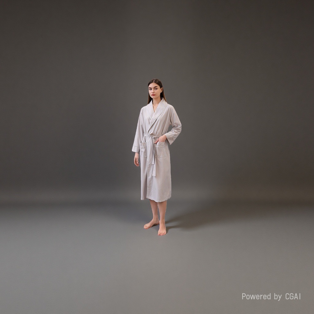 Silver-gray pure cotton milk silk women's bathrobe and bathrobe skirt style large-sized pajamas