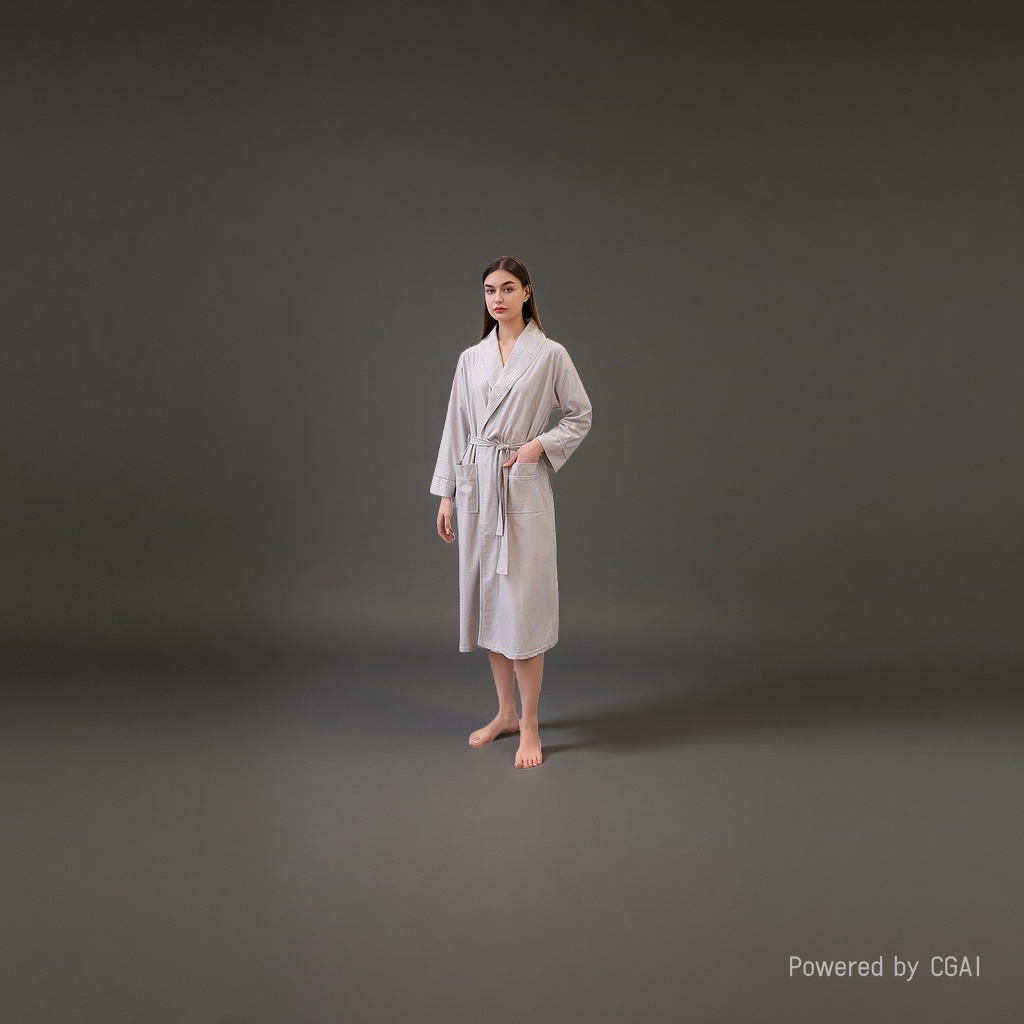 Silver-gray pure cotton milk silk women's bathrobe and bathrobe skirt style large-sized pajamas Application Scenario