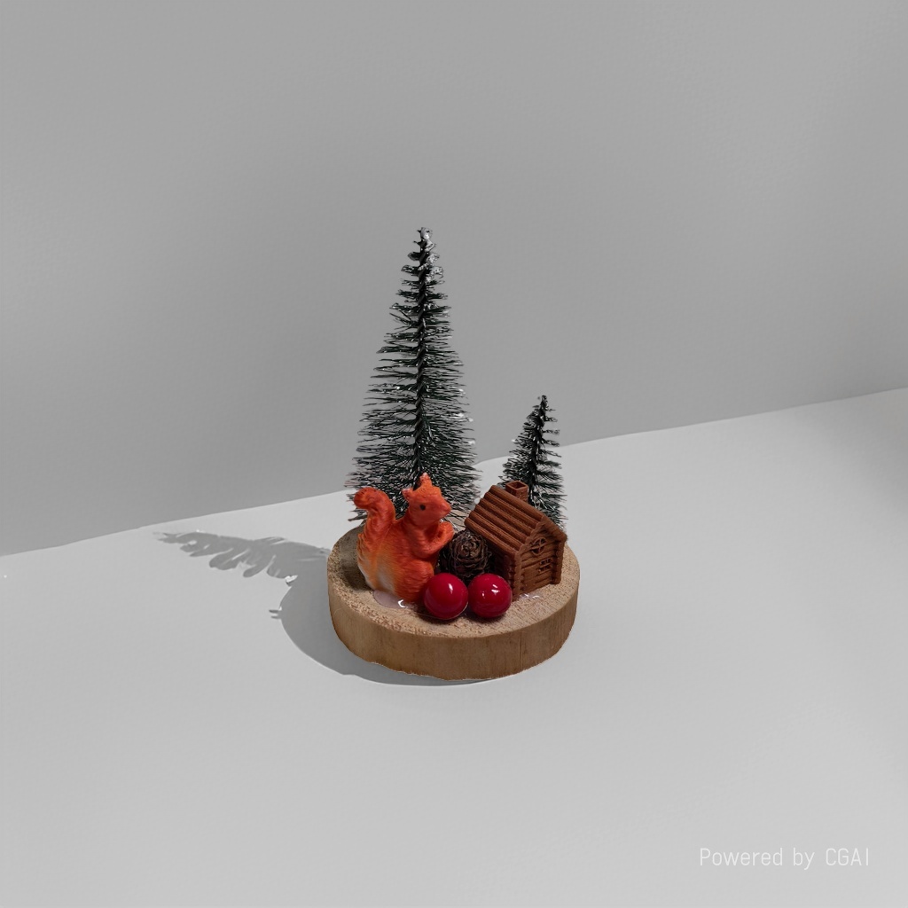 11x8CM Christmas Squirrel Little Tree Desktop Small Decorative item, solid wood series Item Picture