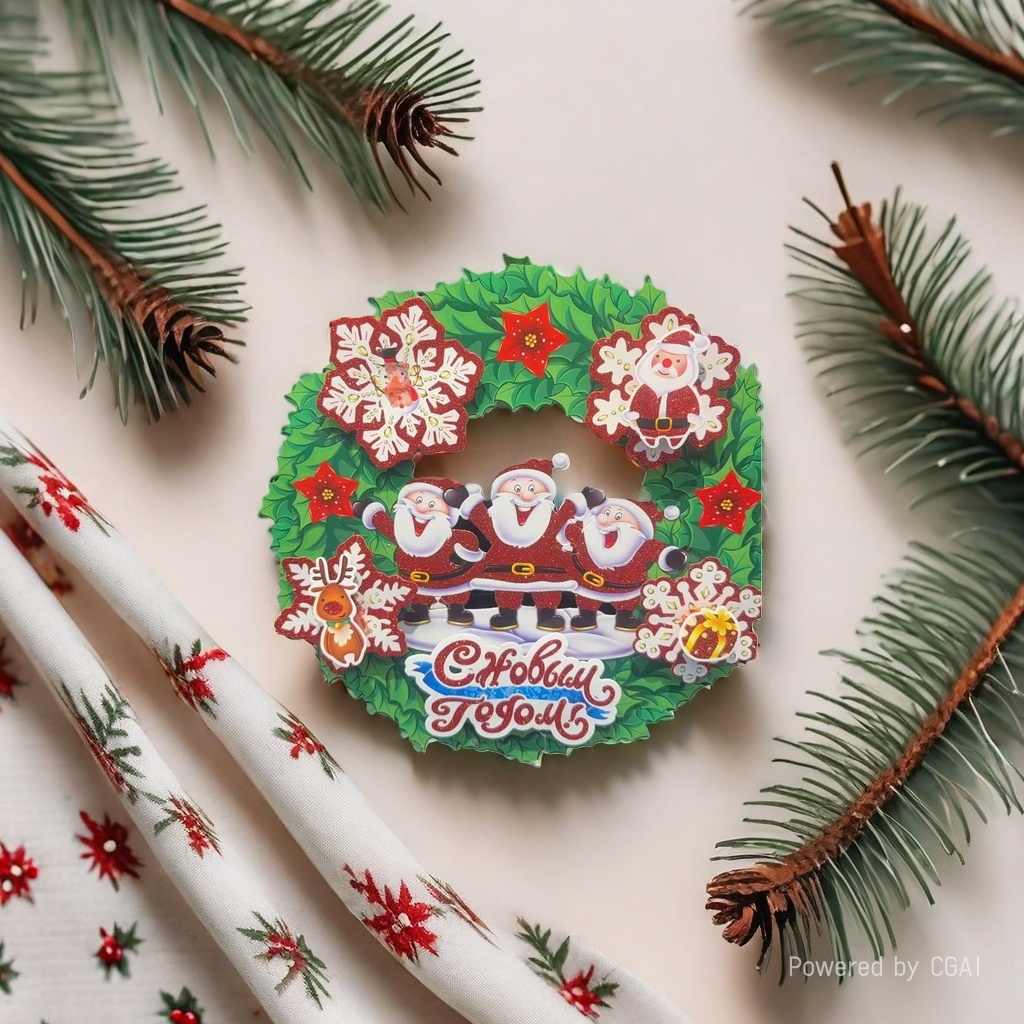 Christmas foam wreath pendants, party decorations, Christmas tree stickers, multi-language three-dimensional decorative items customization Specification image