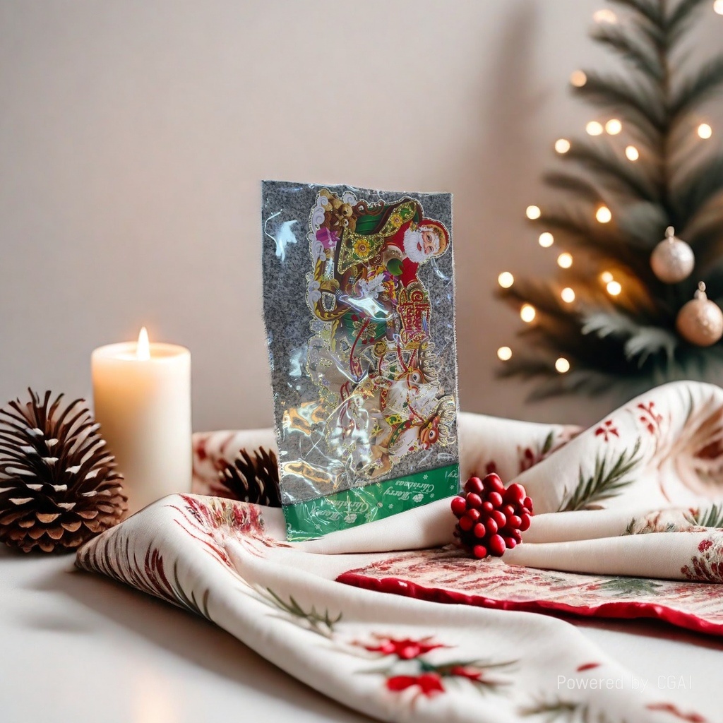 Christmas decorative items stickers, deer pulling cart stickers, multi-sized paper Santa Claus Christmas sticker gifts