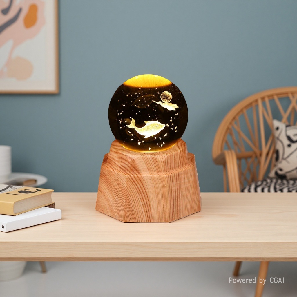 Luminous crystal ball night light, 3d engraved starry sky, solid wood base, creative desktop decoration, birthday gift, gift 172816837 Application Scenario