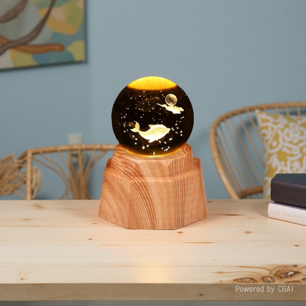 Luminous crystal ball night light, 3d engraved starry sky, solid wood base, creative desktop decoration, birthday gift, gift 172816837 details Picture