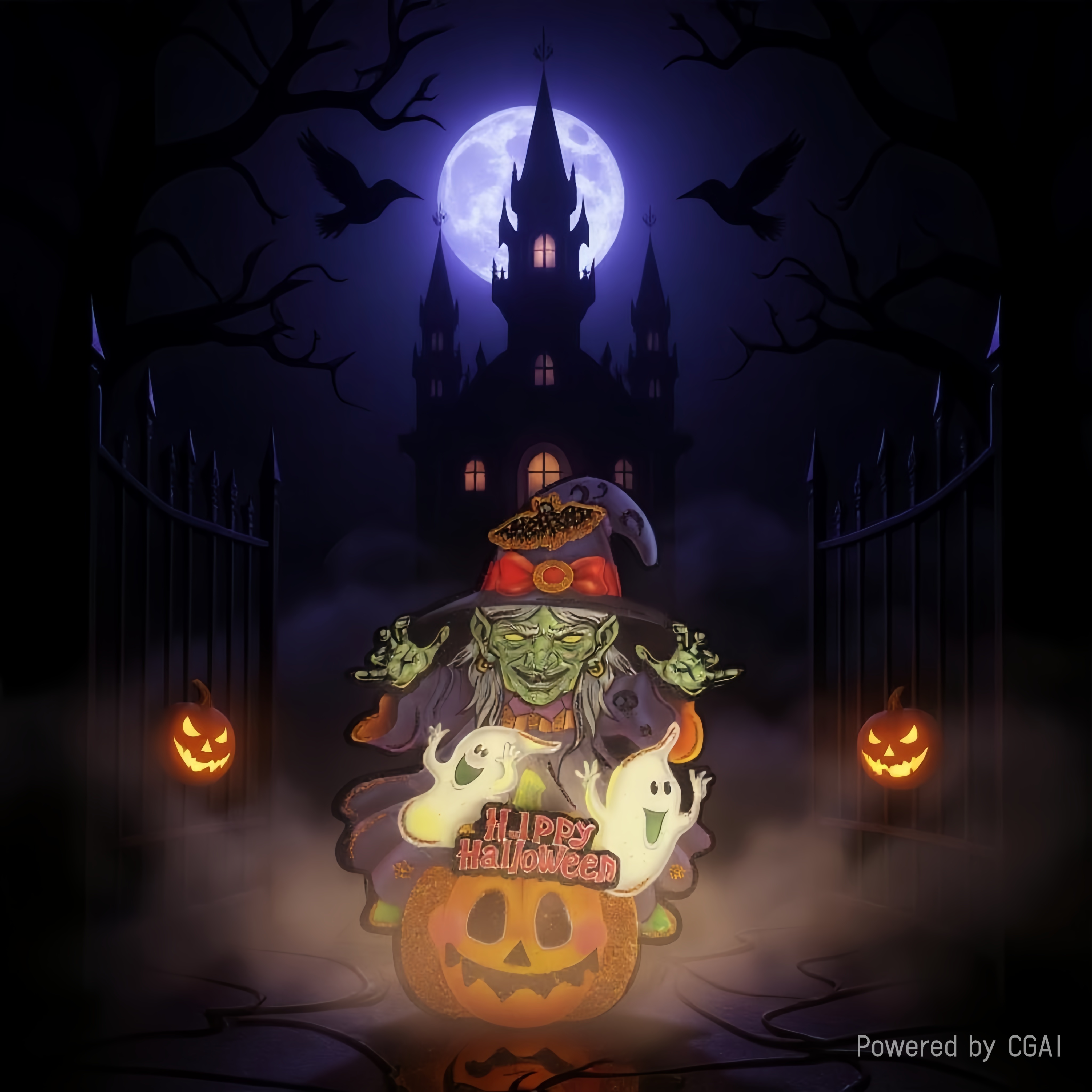 Halloween decoration: Cross-border Ghost Festival Skull Witch stickers for home living room festive atmosphere decoration details Picture