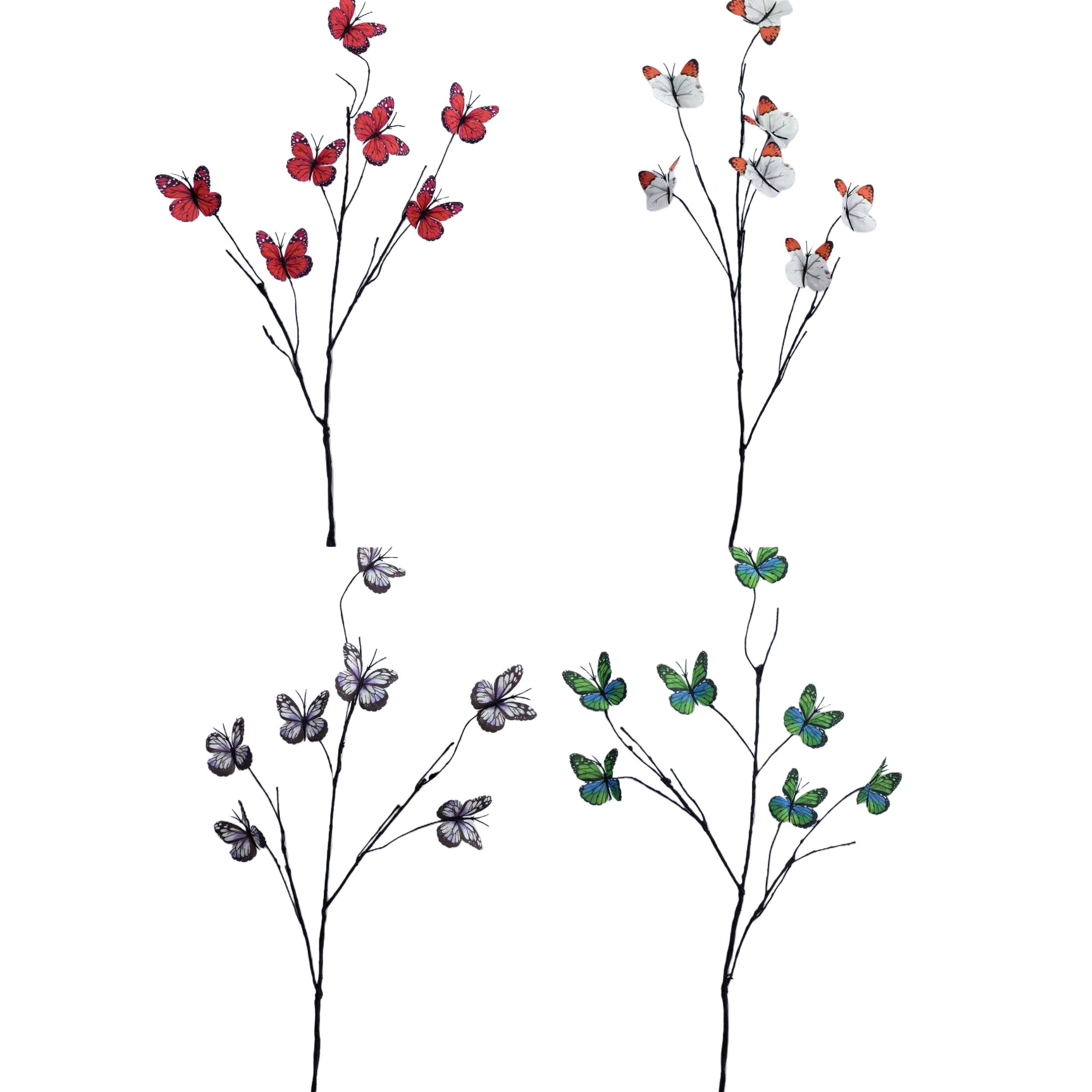 Seven-headed butterfly, artificial vine, butterfly branches, artificial flowers, plastic vine, string flowers, fake flower strips, small white moss, dead wood Item Picture