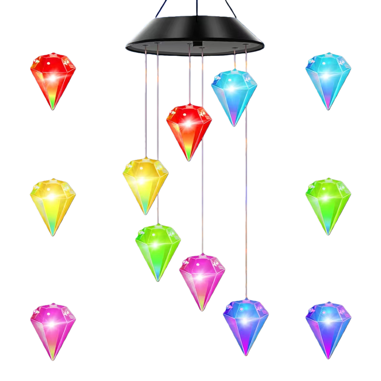Solar-powered diamond wind chime lamp Item Picture