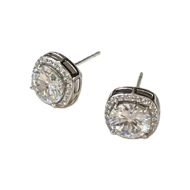 S925 sterling silver colored Zircon ear studs and needles for ear piercing and anti-allergy, a pair set Item Picture