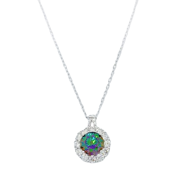 A new style of silver jewelry featuring a seven-color green Moissanite pearl necklace Item Picture