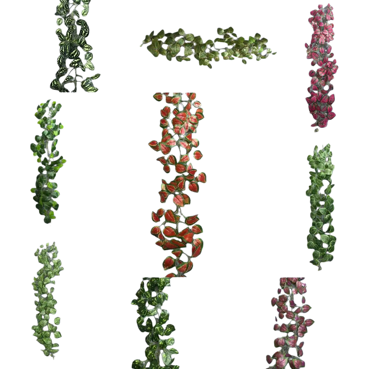 Artificial ferns, green plants, climbing plants, artificial flowers, plastic artificial stones, and Platycladus orientalis leaves for decoration Item Picture
