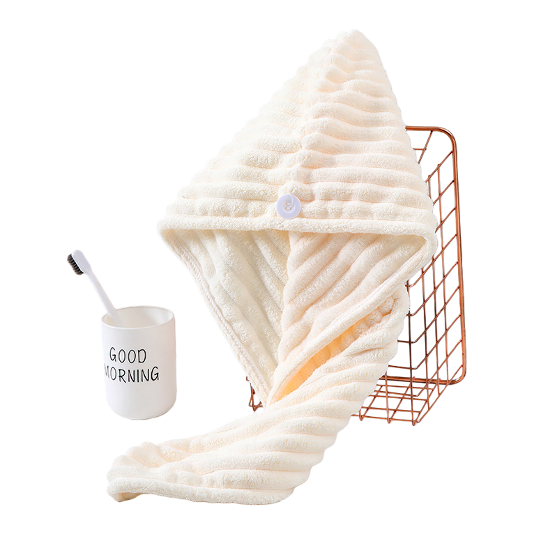 The shower cap is soft and absorbent Item Picture