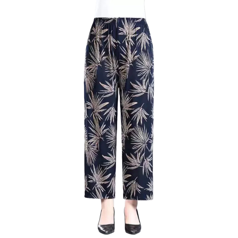 外贸休闲夏季女士妈妈裤冰丝弹力加肥加大中老年宽松薄款高弹高腰160049585