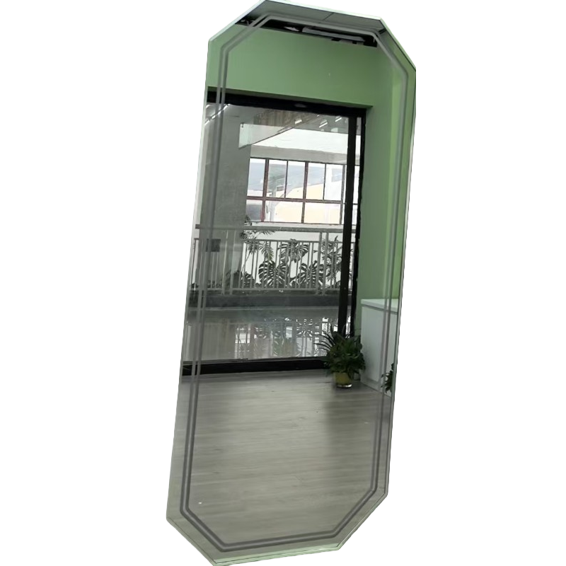 Female European-style metal three-dimensional standing mirror, entrance mirror set, decorative mirror, mirror frame Item Picture