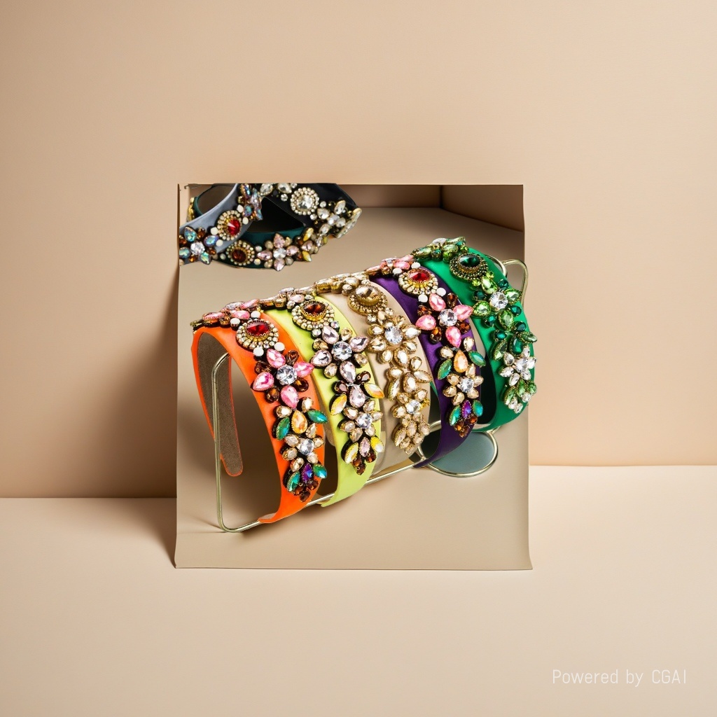 Colorful diamond-encrusted pearl headband base, sweet and cute headband Specification image