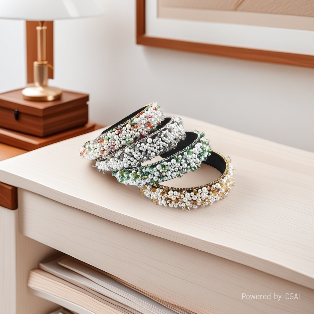 European and American heavy industry hand-sewn pearl headbands, Baroque beaded crystal hair bands, fashionable, versatile and high-end hair accessories, hair clips 085302014 details Picture