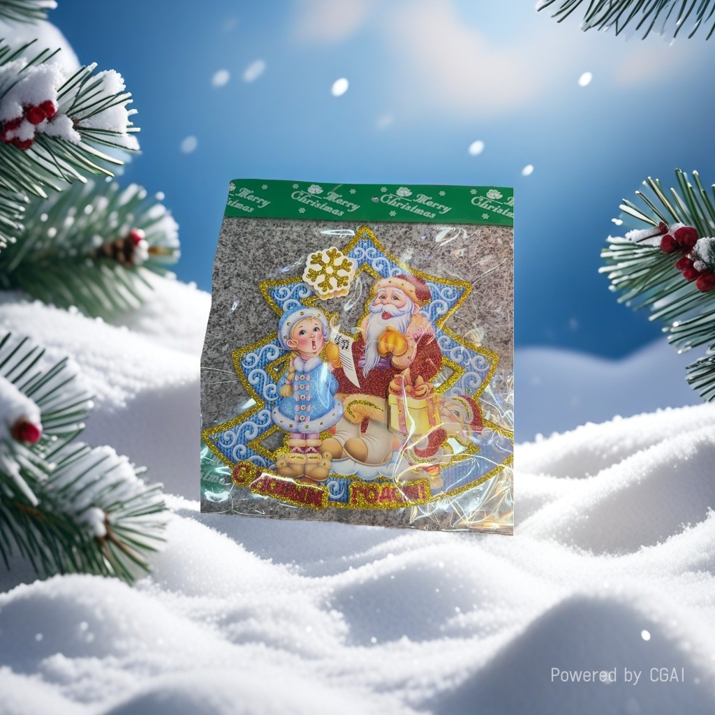 Christmas-themed decorative paintings of Santa Claus and Little girls details Picture