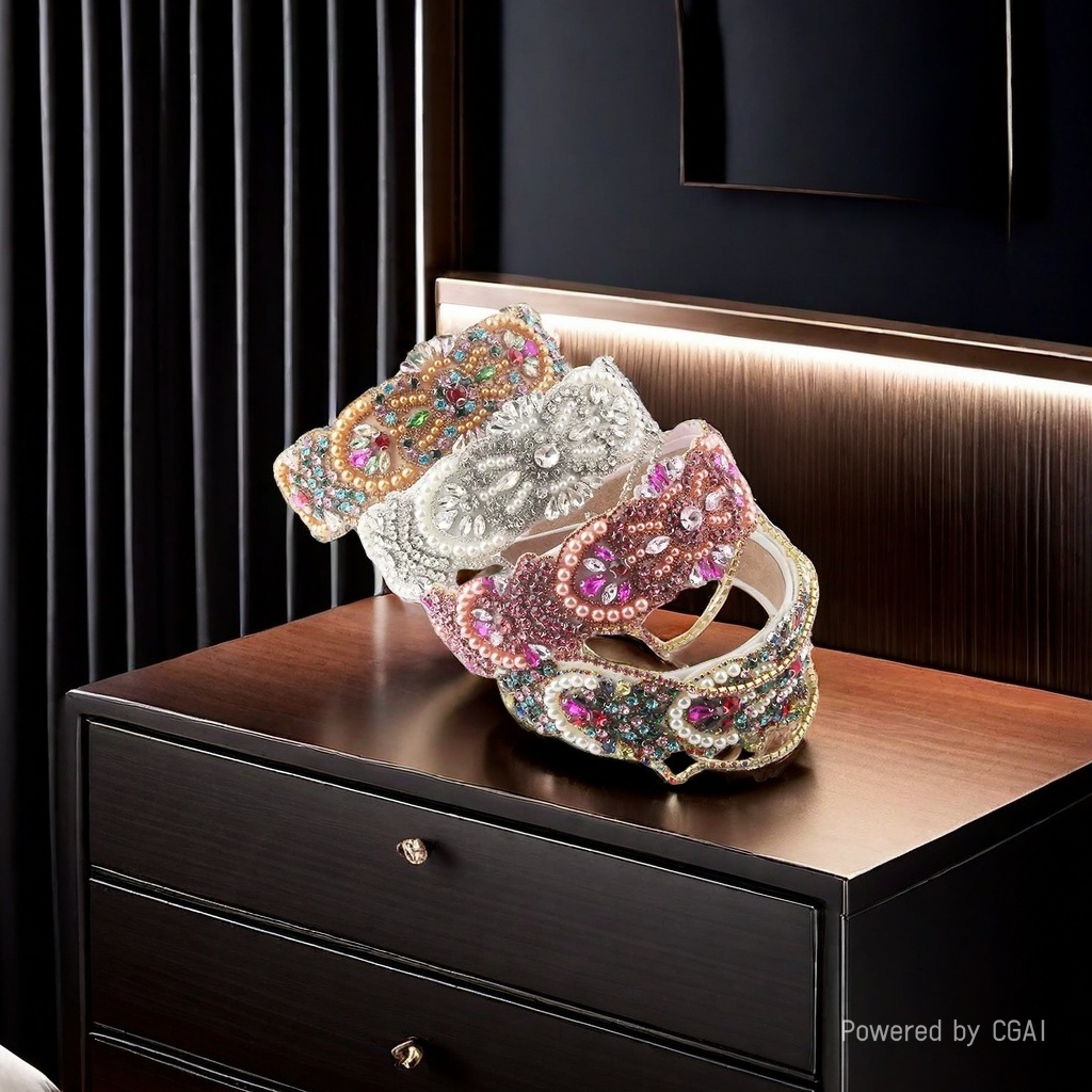 The new and elegant hairband from Heming features a European and American style, Baroque fashion, exaggerated and heavily crafted bangs and tassels Specification image