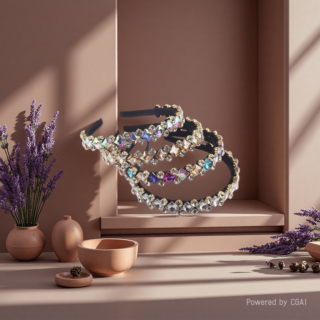 New fashionable and individual diamond-encrusted, geometric and simple hair band for ladies' balls, brilliant and magnificent party gift hair accessory details Picture