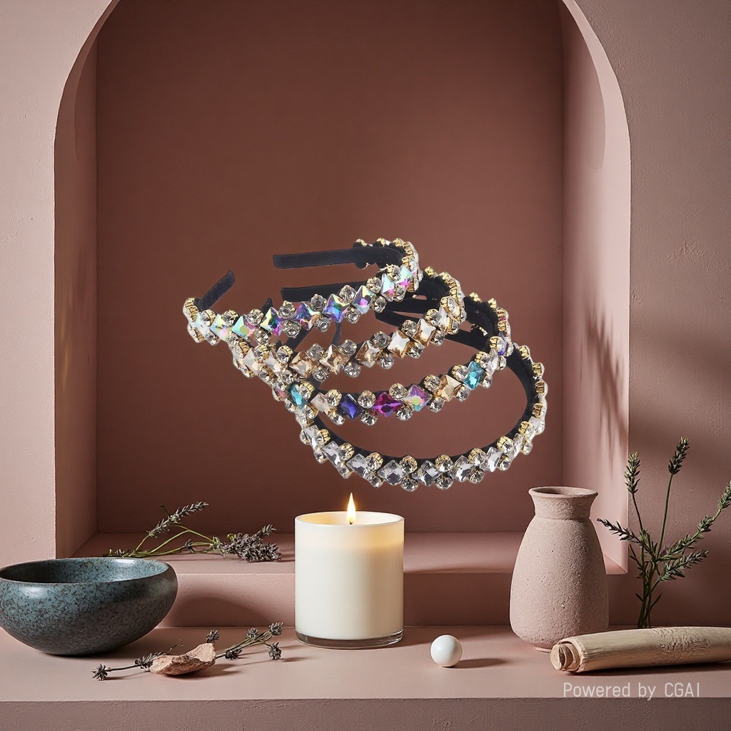 New fashionable and individual diamond-encrusted, geometric and simple hair band for ladies' balls, brilliant and magnificent party gift hair accessory Specification image