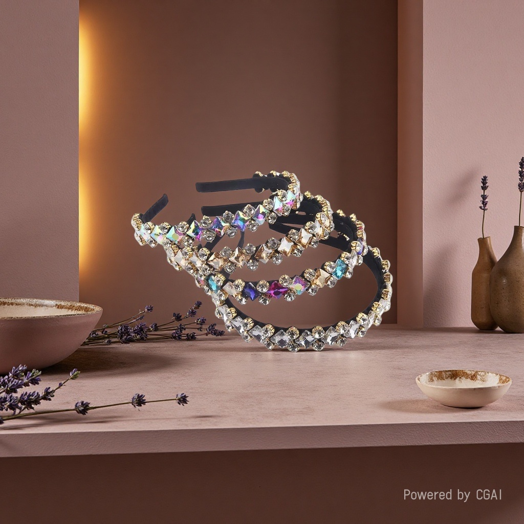 New fashionable and individual diamond-encrusted, geometric and simple hair band for ladies' balls, brilliant and magnificent party gift hair accessory Application Scenario