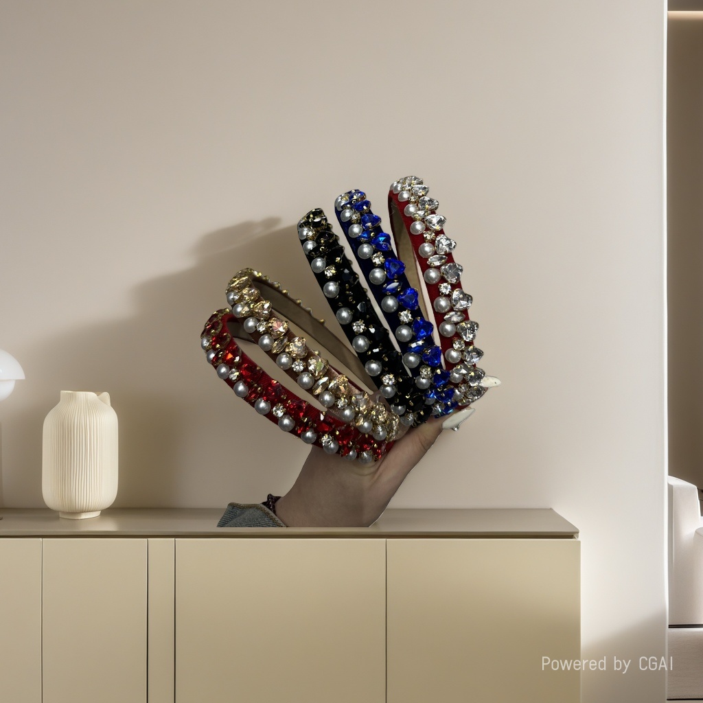 European and American French rhinestone hair bands, fashionable, youthful, elegant and girlish hair clips, fine water drop zircon headwear and hair accessories details Picture