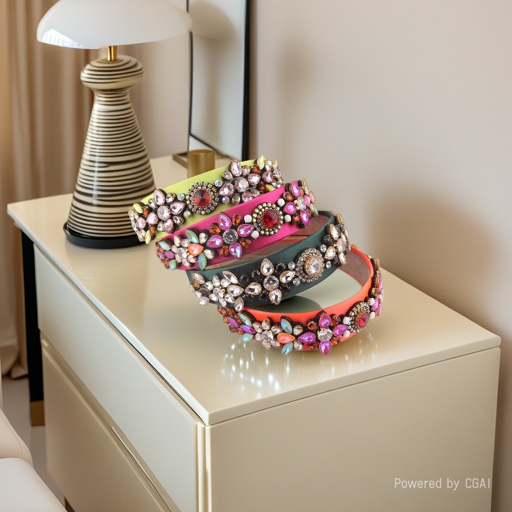 New fashionable European and American style personalized Baroque colorful water diamond hair band, ladies' ball, party, travel gift hair accessory details Picture