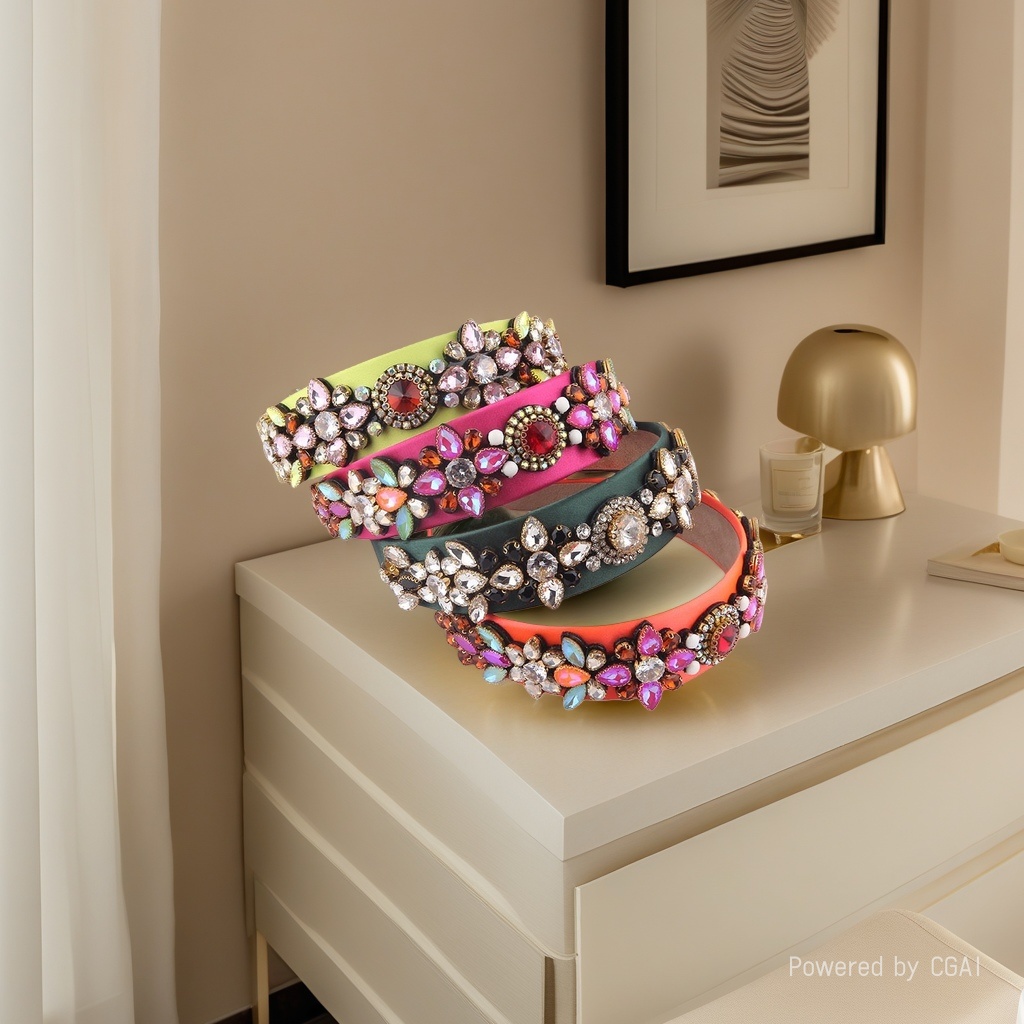 New fashionable European and American style personalized Baroque colorful water diamond hair band, ladies' ball, party, travel gift hair accessory Application Scenario