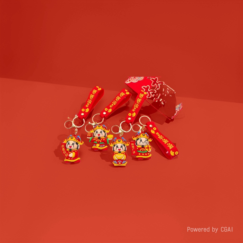 The God of Wealth keychain in Chinese style, a small God of Wealth key chain, a car God of Wealth gift for men and women Specification image