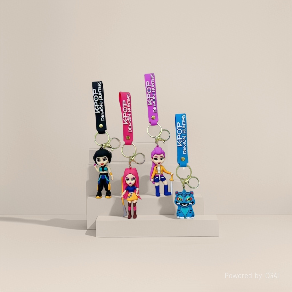Cross-border hot products: KPOP Witch Hunt keychains, cute soft rubber car pendants, cartoon girl group trendy small gifts