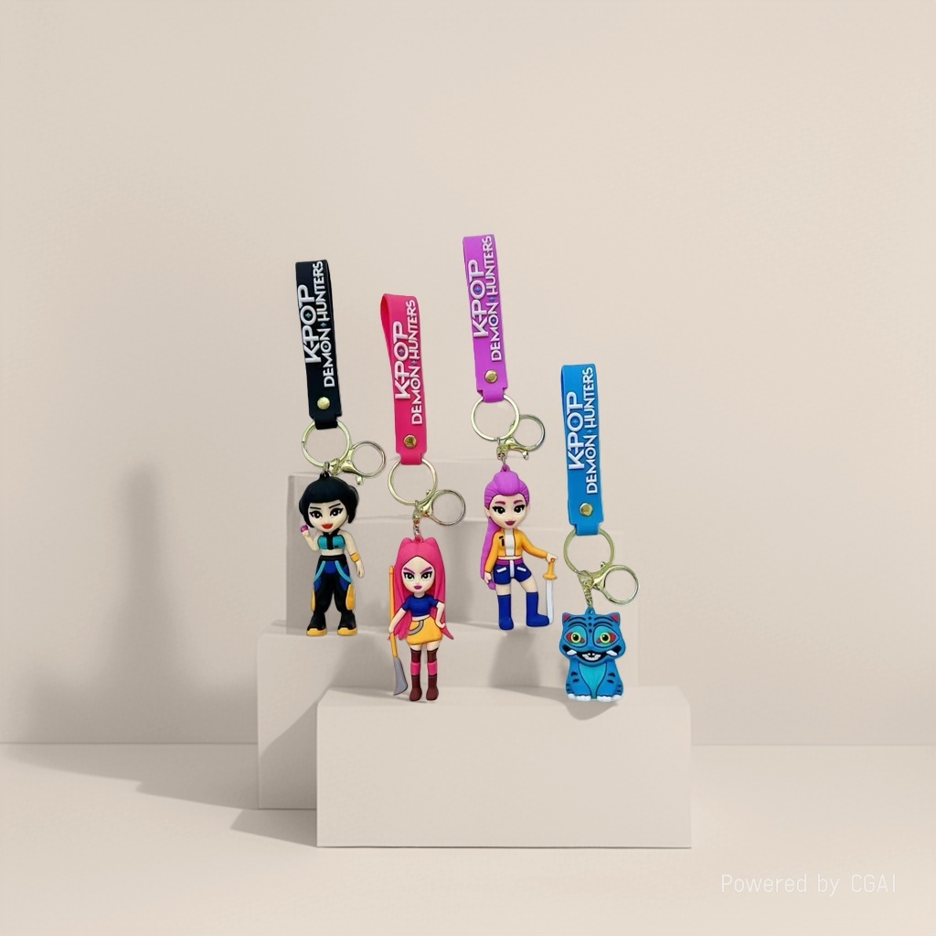 Cross-border hot products: KPOP Witch Hunt keychains, cute soft rubber car pendants, cartoon girl group trendy small gifts details Picture