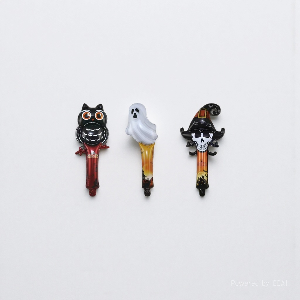 Halloween wooden owl ghost, skull ghost, stick, balloon, stick, witch theme decorative props Specification image