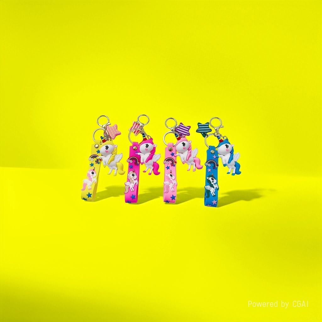 Second-generation Rainbow Horse keychain, Korean version creative unicorn pendant, couple small gifts, schoolbag pendant, seven-color little horse Specification image