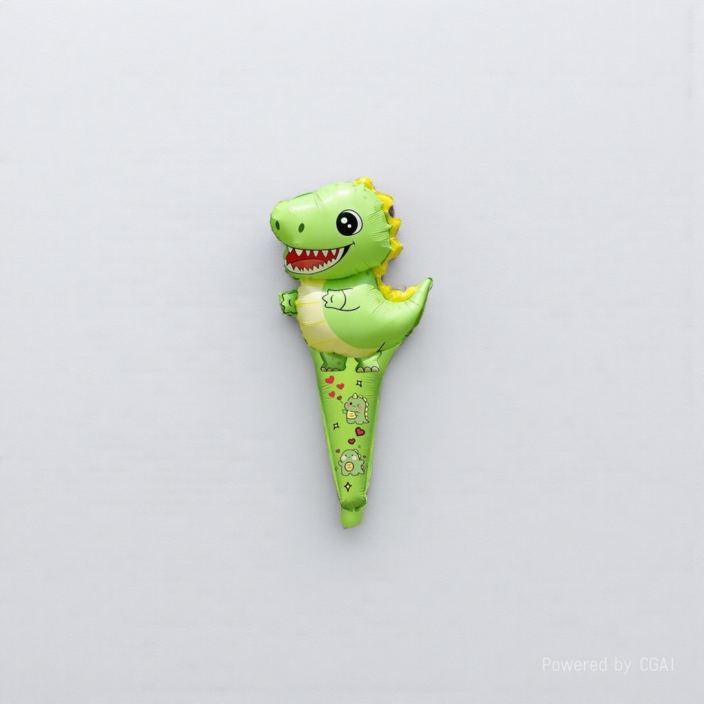 Green dinosaur-shaped aluminum film balloon hand stick for birthday and wedding ceremony decoration Item Picture