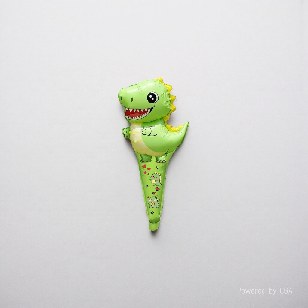 Green dinosaur-shaped aluminum film balloon hand stick for birthday and wedding ceremony decoration details Picture