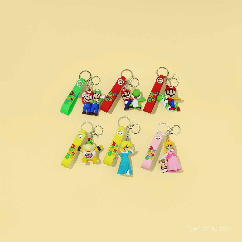 New creative Super Mario doll keychain, cute doll backpack pendant, exquisite gift key chain details Picture