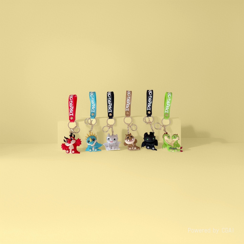 Cartoon black and white toothless little flying dragon keychain pendant, PVC soft rubber cute doll accessory, bag pendant details Picture