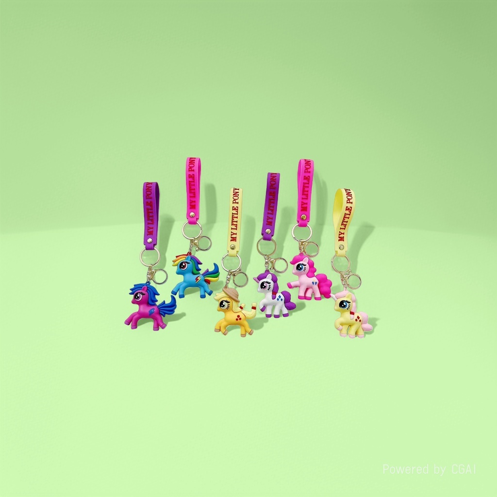Carton Cute Little Pony keychains wholesale Unicorn car key chains Rainbow Horse pendants Specification image