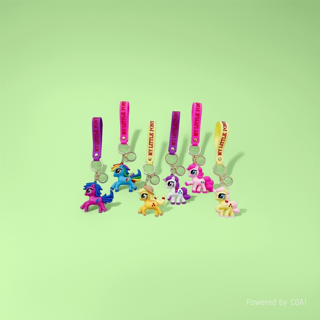 Carton Cute Little Pony keychains wholesale Unicorn car key chains Rainbow Horse pendants